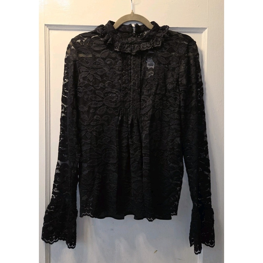 NWT!! J. CREW Lace Mockneck Top Black Floral Victorian Coquette Romantic Size 8